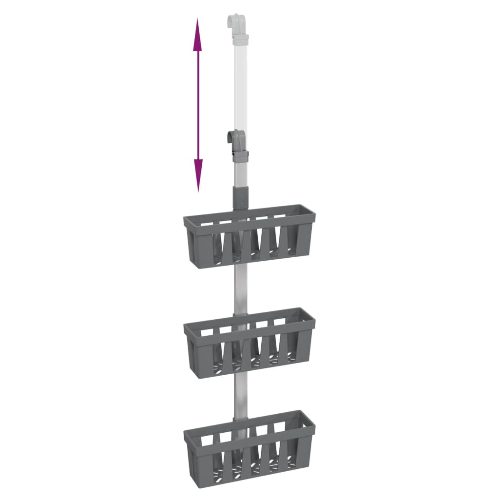 vidaXL Duschregal zum Hängen 30x15x(67-105) cm Aluminium