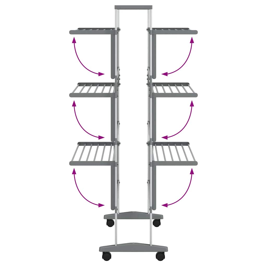 vidaXL Wäscheständer mit Rollen 89x64x129 cm Aluminium
