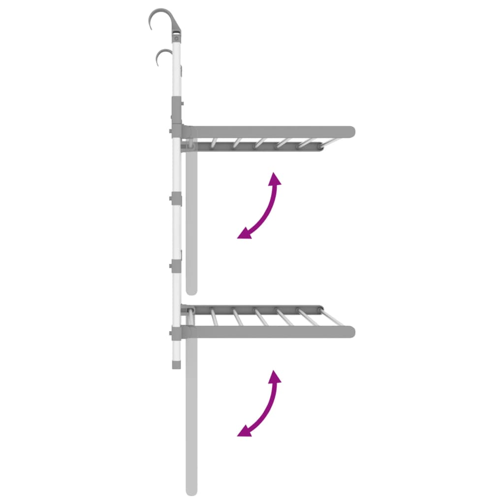 vidaXL Wäschetrockner für Balkon 54x25x42 cm Aluminium