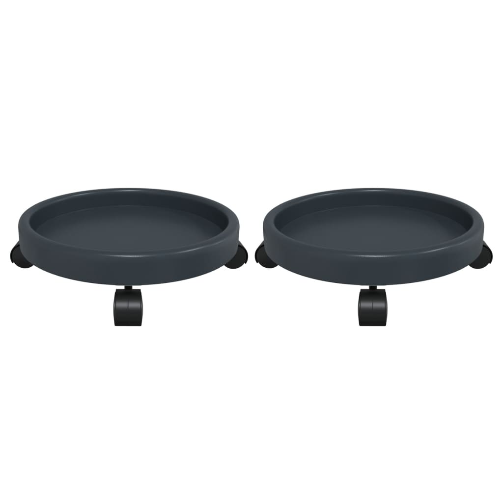 vidaXL Pflanzenroller mit Rollen 2 Stk. Grau Durchmesser 34 cm 35 kg