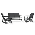 vidaXL 3-tlg. Garten-Lounge-Set Schaukel Schwarz Textilene und Stahl