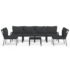 vidaXL 7-tlg. Garten-Lounge-Set mit Grauen Kissen Stahl