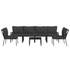 vidaXL 7-tlg. Garten-Lounge-Set mit Grauen Kissen Stahl