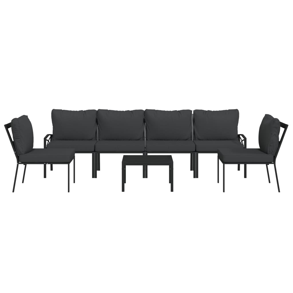 vidaXL 7-tlg. Garten-Lounge-Set mit Grauen Kissen Stahl