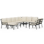 vidaXL 11-tlg. Garten-Lounge-Set mit Sandfarbigen Kissen Stahl