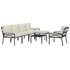 vidaXL 7-tlg. Garten-Lounge-Set mit Sandfarbigen Kissen Stahl