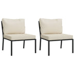 vidaXL 7-tlg. Garten-Lounge-Set mit Sandfarbigen Kissen Stahl