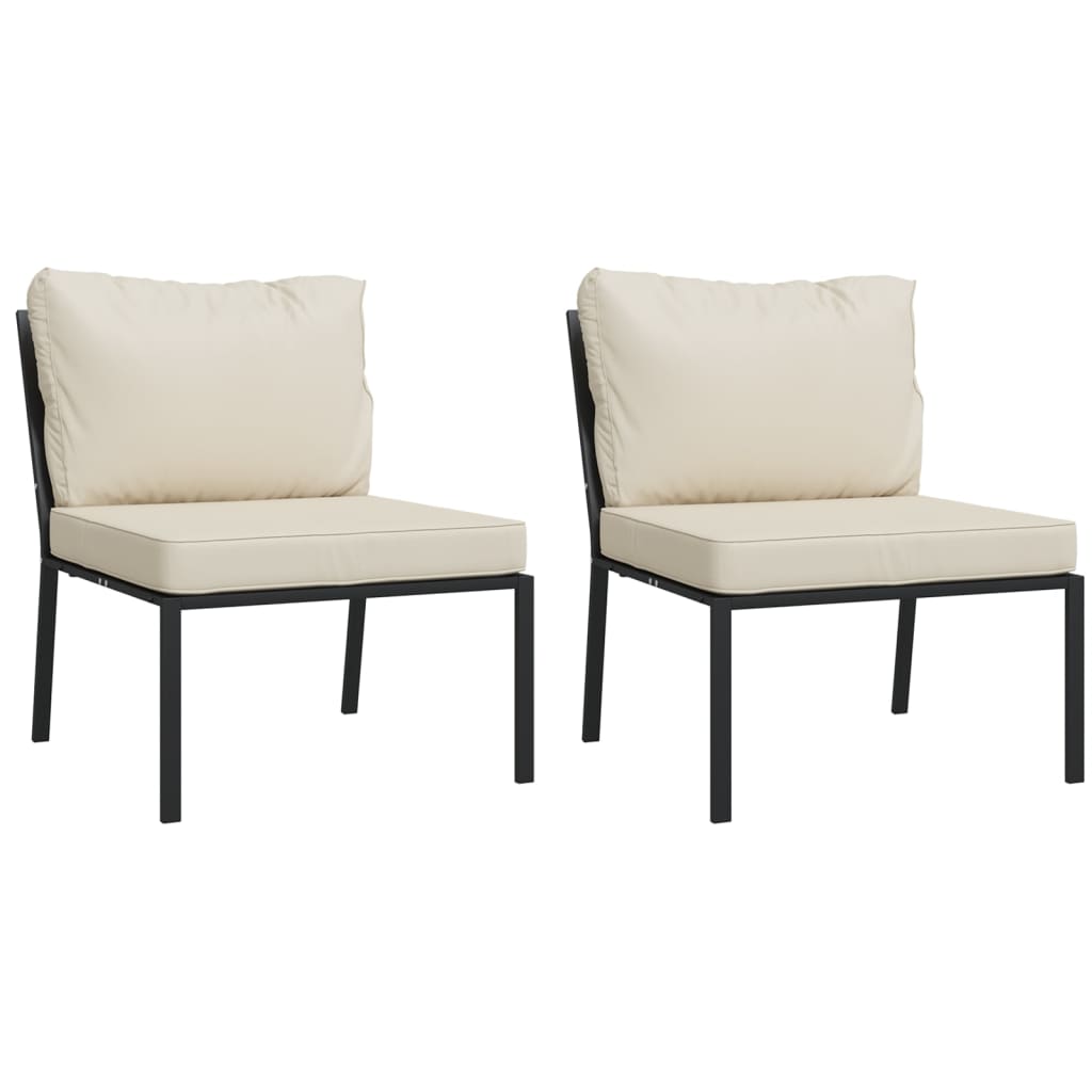 vidaXL 7-tlg. Garten-Lounge-Set mit Sandfarbigen Kissen Stahl