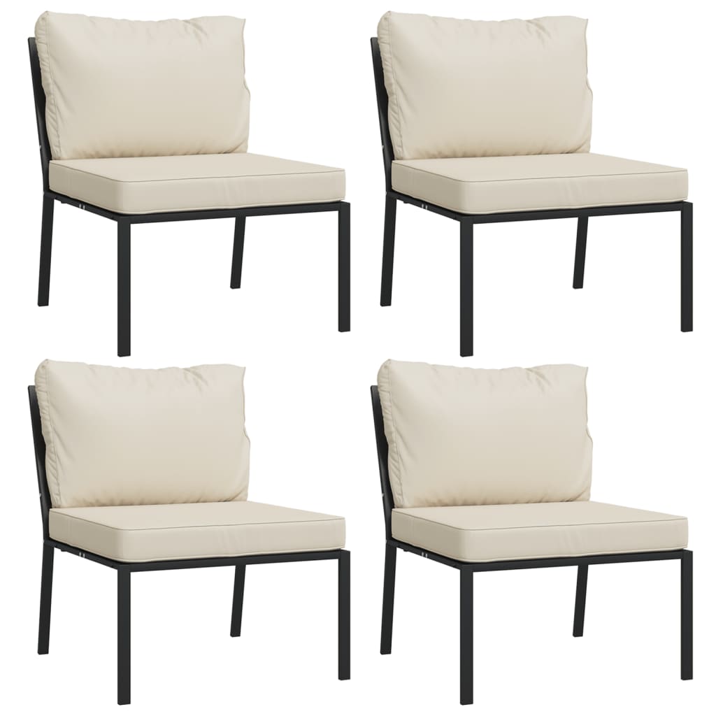 vidaXL 9-tlg. Garten-Lounge-Set mit Sandfarbigen Kissen Stahl
