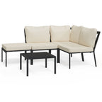 vidaXL 5-tlg. Garten-Lounge-Set mit Sandfarbigen Kissen Stahl