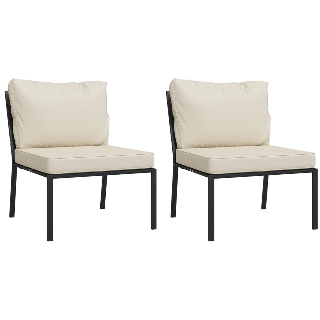 vidaXL 5-tlg. Garten-Lounge-Set mit Sandfarbigen Kissen Stahl