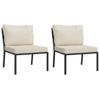 vidaXL 5-tlg. Garten-Lounge-Set mit Sandfarbigen Kissen Stahl