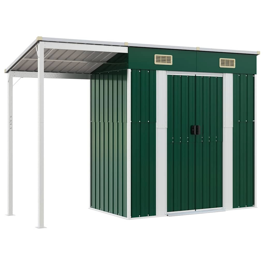 vidaXL Gartenhaus mit Schleppdach Grün 277x107x181 cm Stahl