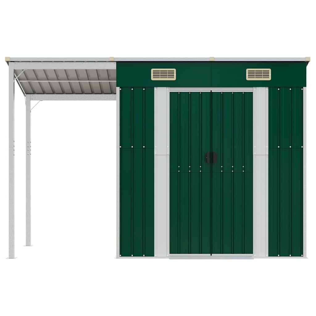 vidaXL Gartenhaus mit Schleppdach Grün 277x107x181 cm Stahl