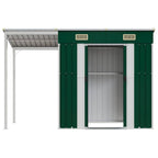 vidaXL Gartenhaus mit Schleppdach Grün 277x107x181 cm Stahl