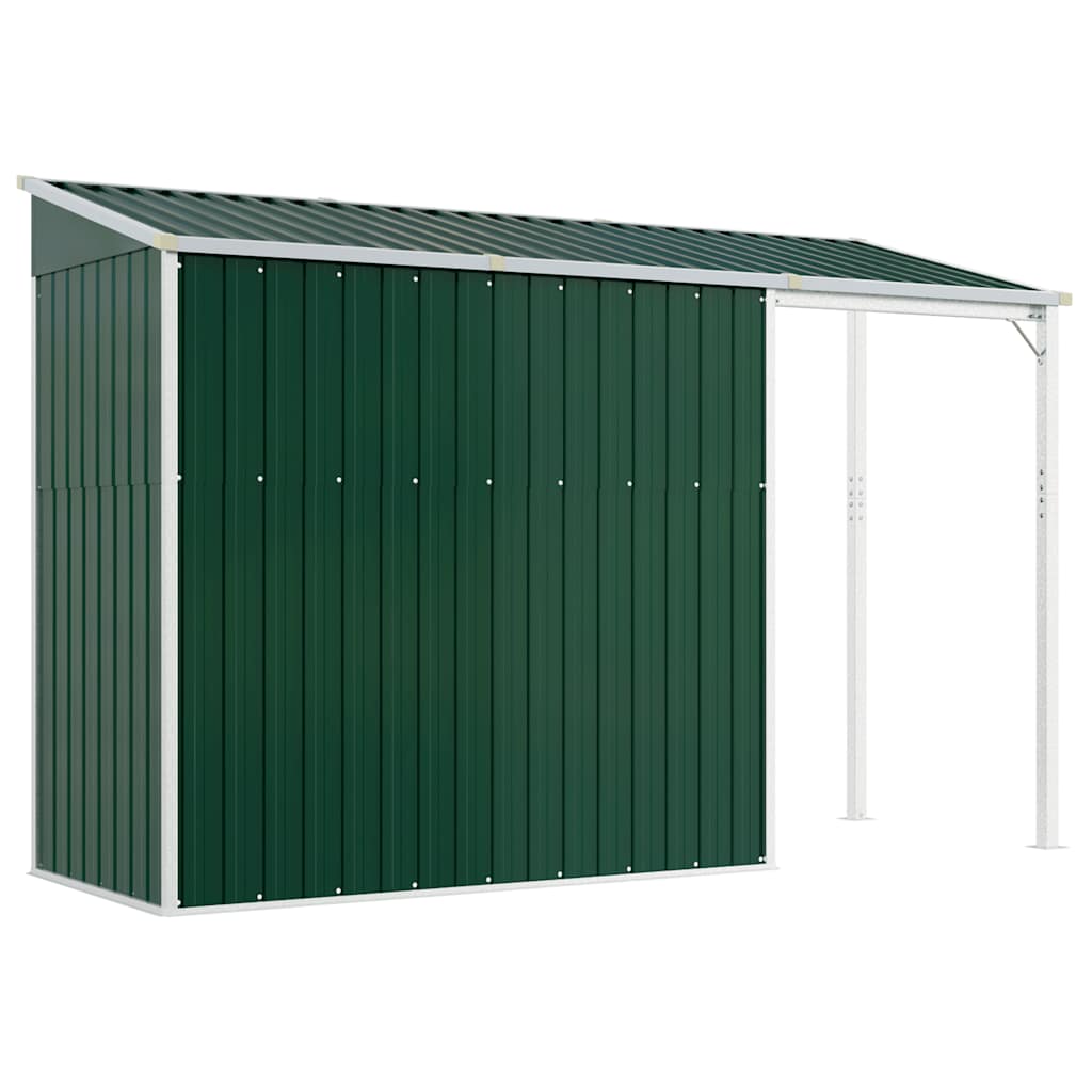 vidaXL Gartenhaus mit Schleppdach Grün 277x107x181 cm Stahl