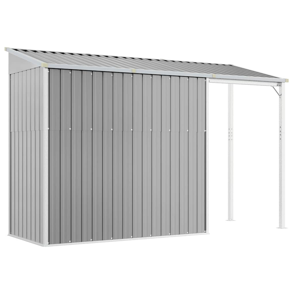 vidaXL Gartenhaus mit verlängertem Dach Hellgrau 277 x 107 x 181 cm Stahl