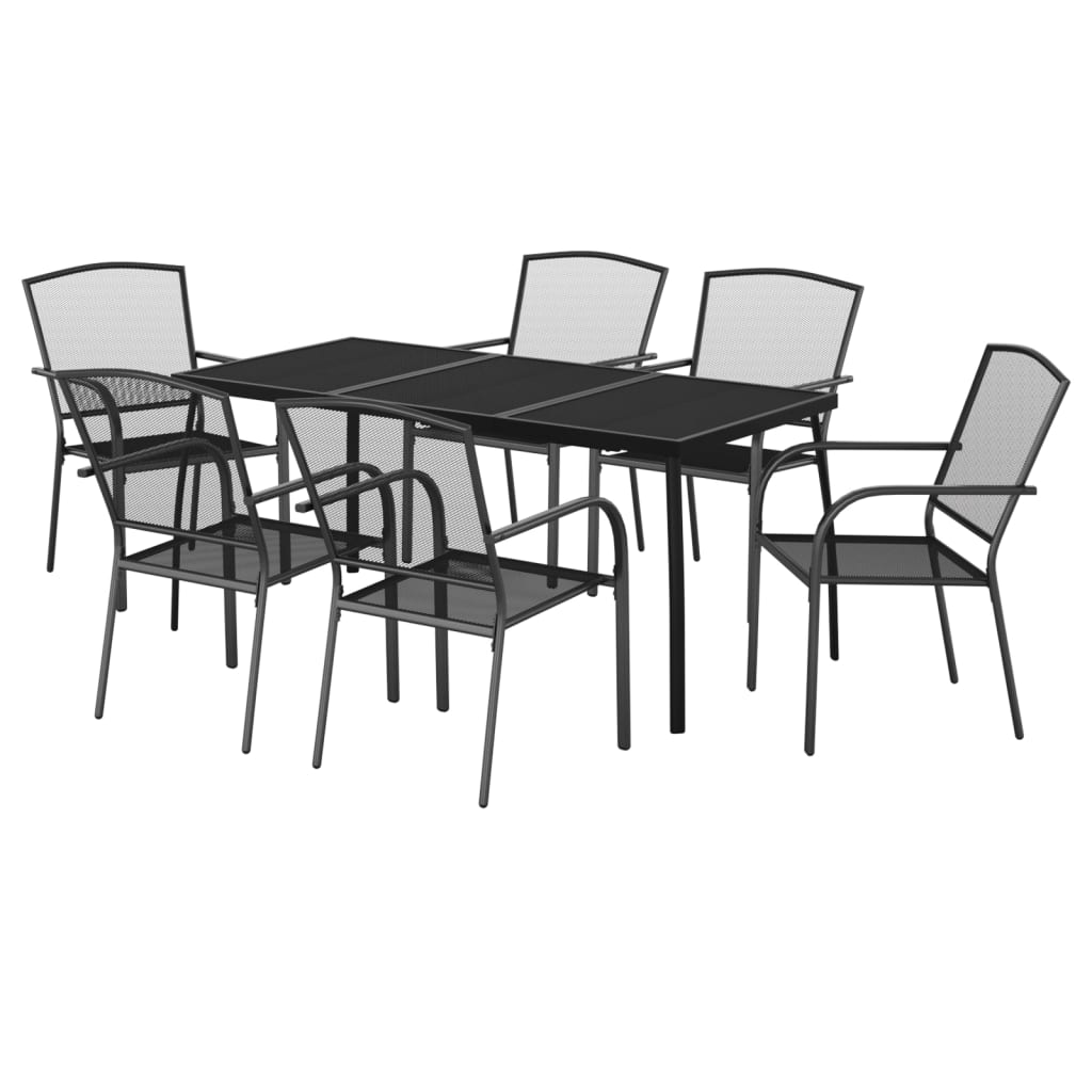 vidaXL 7-tlg. Garten-Essgruppe Anthrazit Stahl