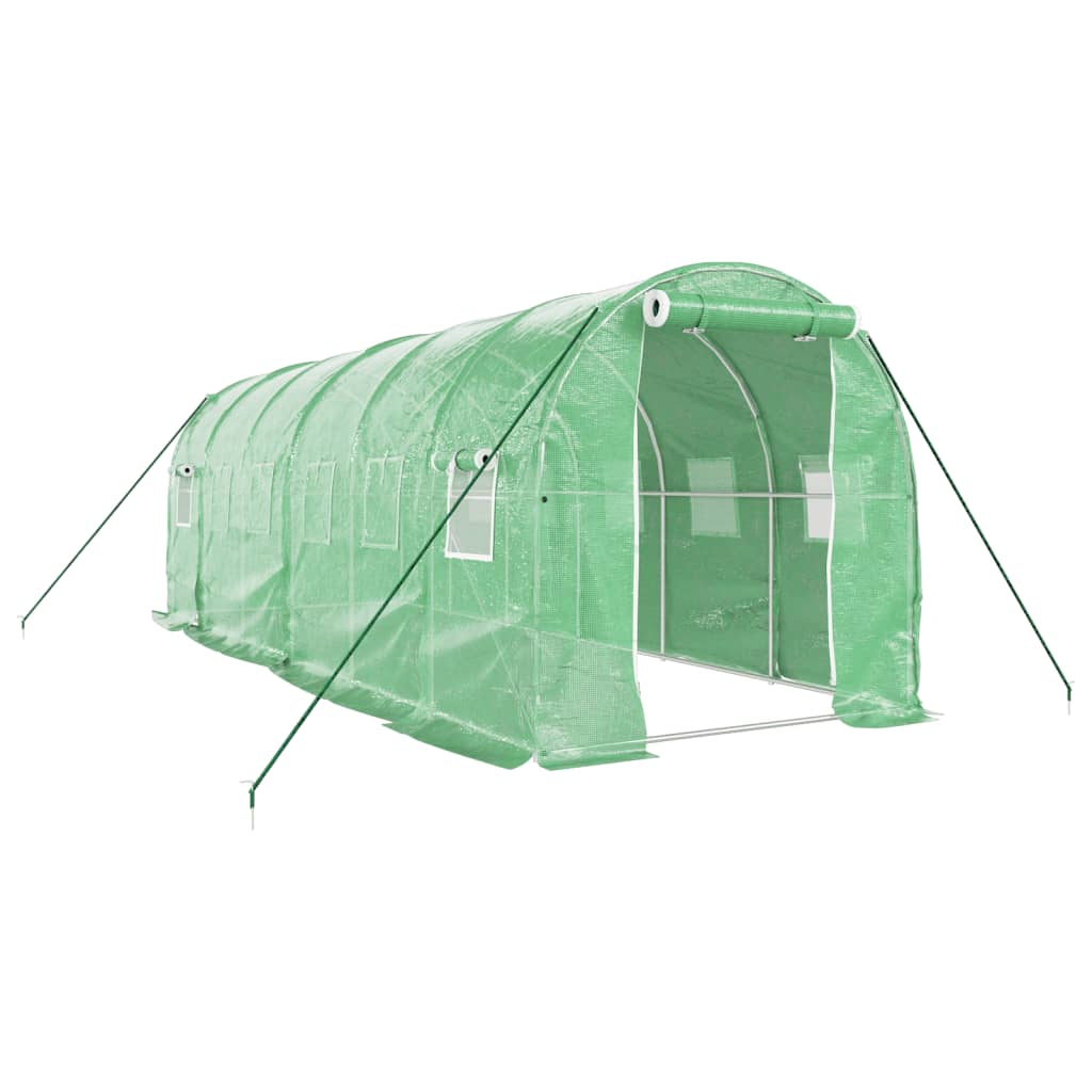 vidaXL Gewächshaus mit Stahlrahmen Grün 12 m² 6x2x2 m