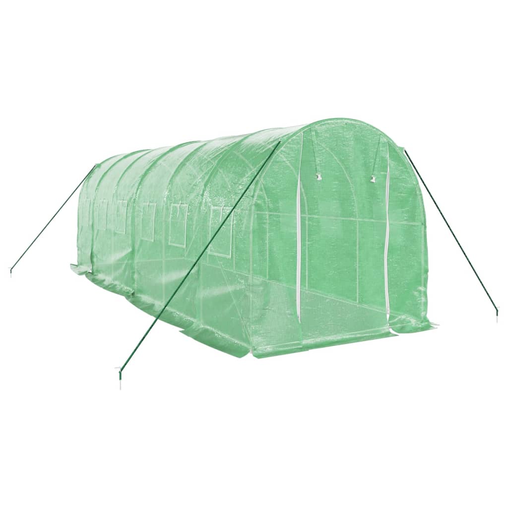 vidaXL Gewächshaus mit Stahlrahmen Grün 12 m² 6x2x2 m