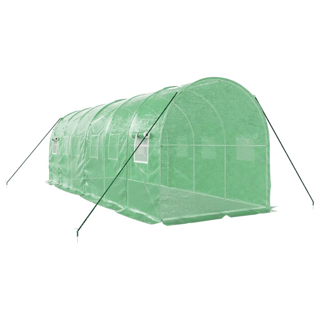 vidaXL Gewächshaus mit Stahlrahmen Grün 12 m² 6x2x2 m