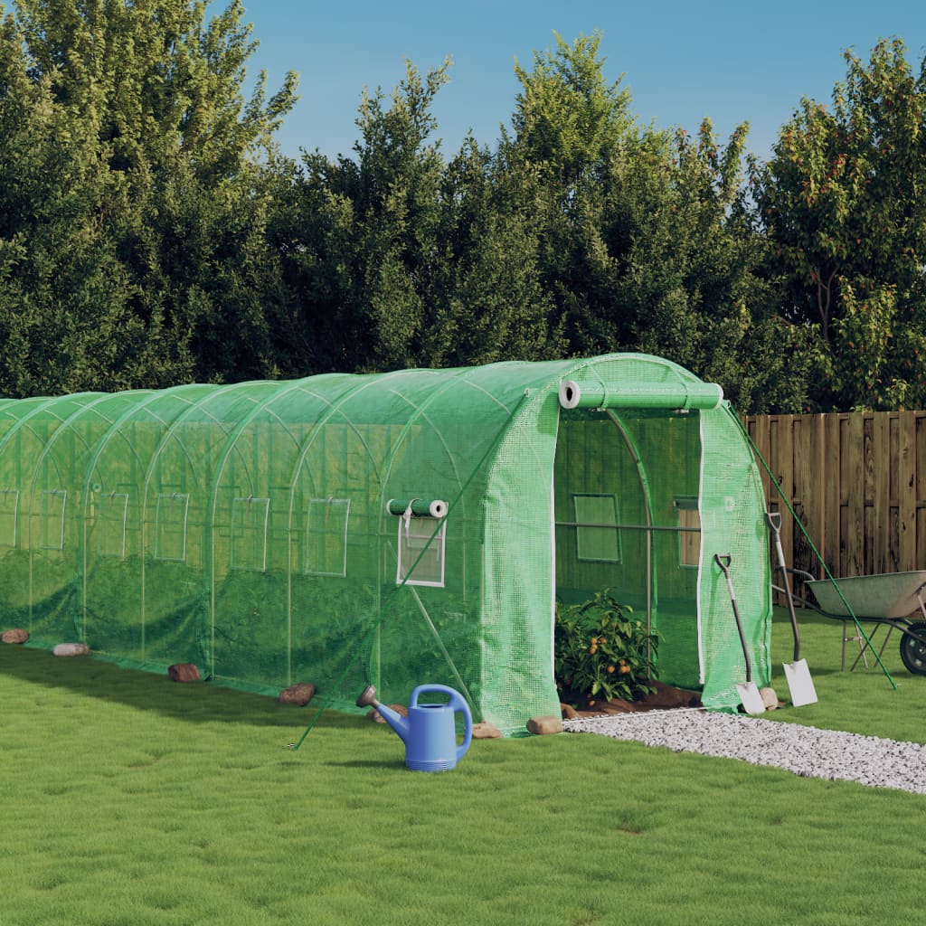 vidaXL Gewächshaus mit Stahlrahmen Grün 12 m² 6x2x2 m