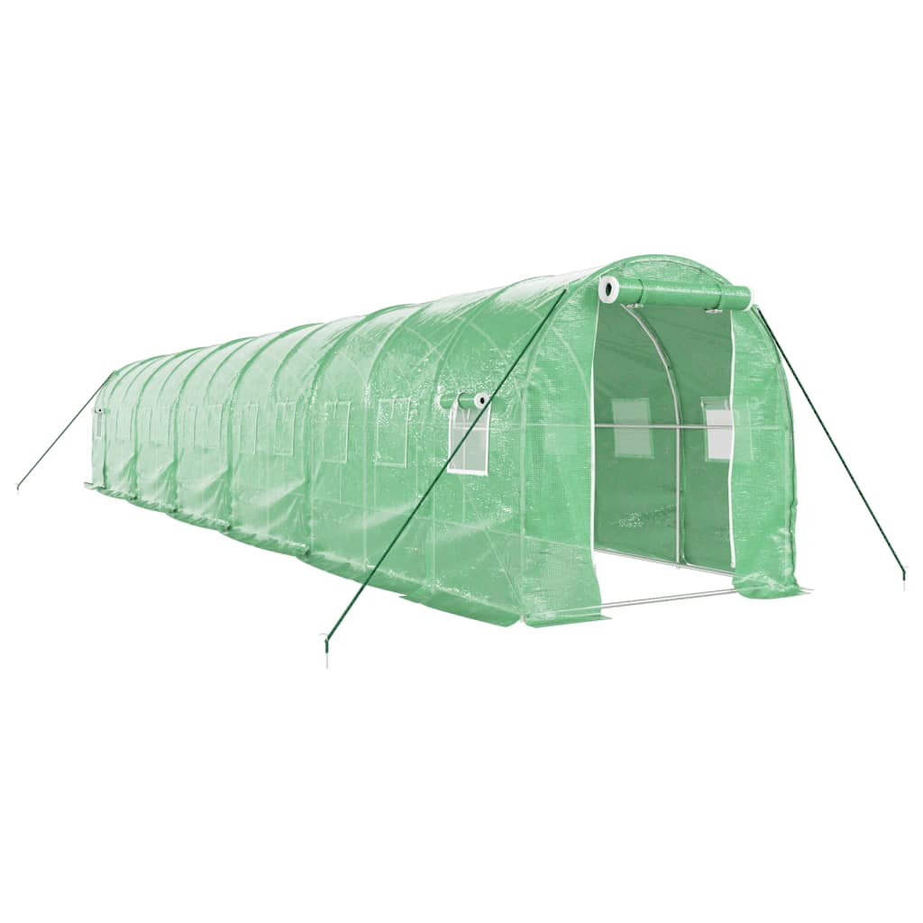 vidaXL Gewächshaus mit Stahlrahmen Grün 24 m² 12x2x2 m