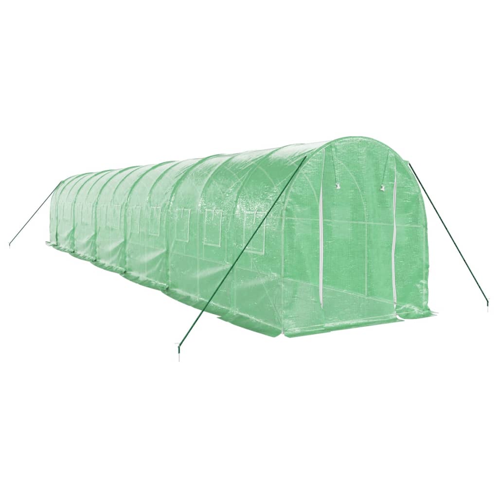 vidaXL Gewächshaus mit Stahlrahmen Grün 24 m² 12x2x2 m