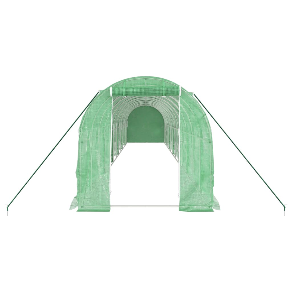 vidaXL Gewächshaus mit Stahlrahmen Grün 24 m² 12x2x2 m