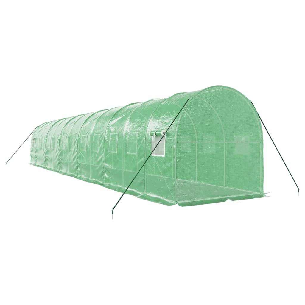 vidaXL Gewächshaus mit Stahlrahmen Grün 24 m² 12x2x2 m