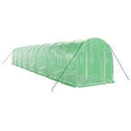 vidaXL Gewächshaus mit Stahlrahmen Grün 28 m² 14x2x2 m