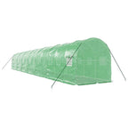 vidaXL Gewächshaus mit Stahlrahmen Grün 28 m² 14x2x2 m