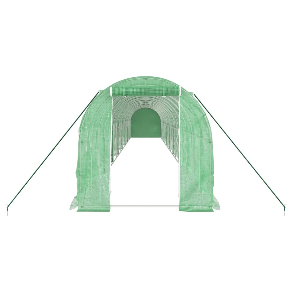vidaXL Gewächshaus mit Stahlrahmen Grün 32 m² 16x2x2 m