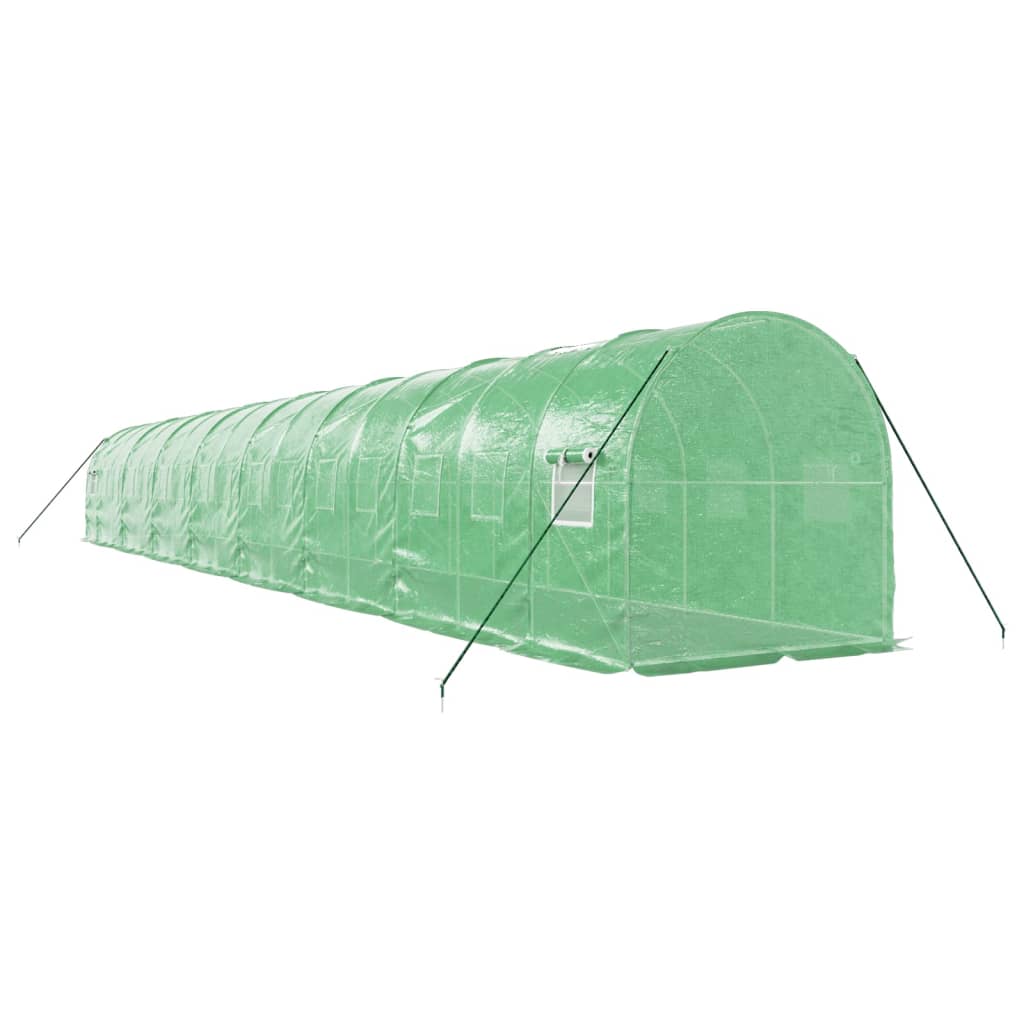 vidaXL Gewächshaus mit Stahlrahmen Grün 32 m² 16x2x2 m