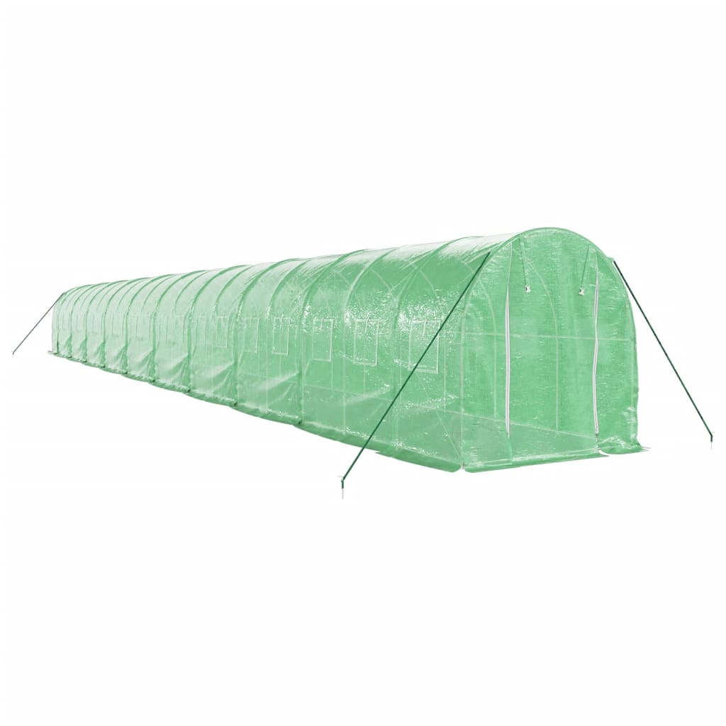 vidaXL Gewächshaus mit Stahlrahmen Grün 40 m² 20x2x2 m