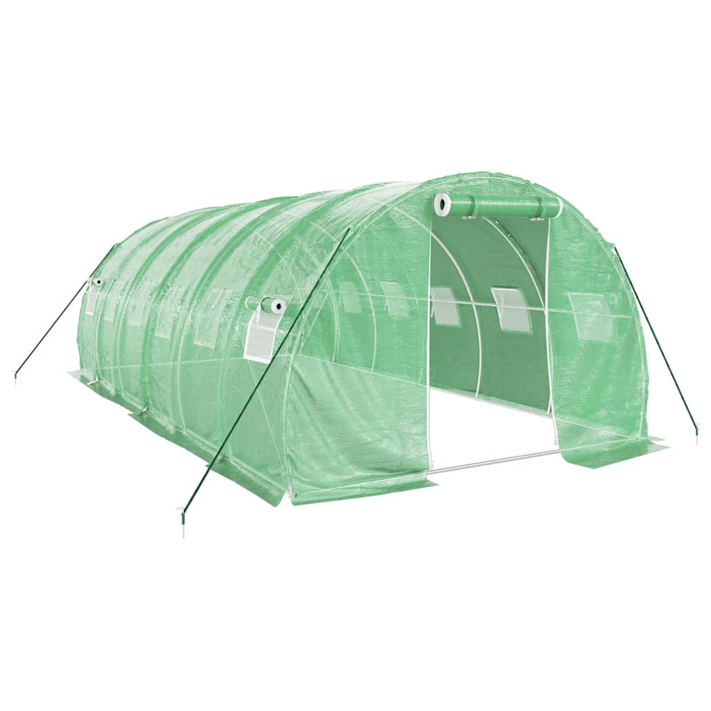 vidaXL Gewächshaus mit Stahlrahmen Grün 18 m² 6x3x2 m