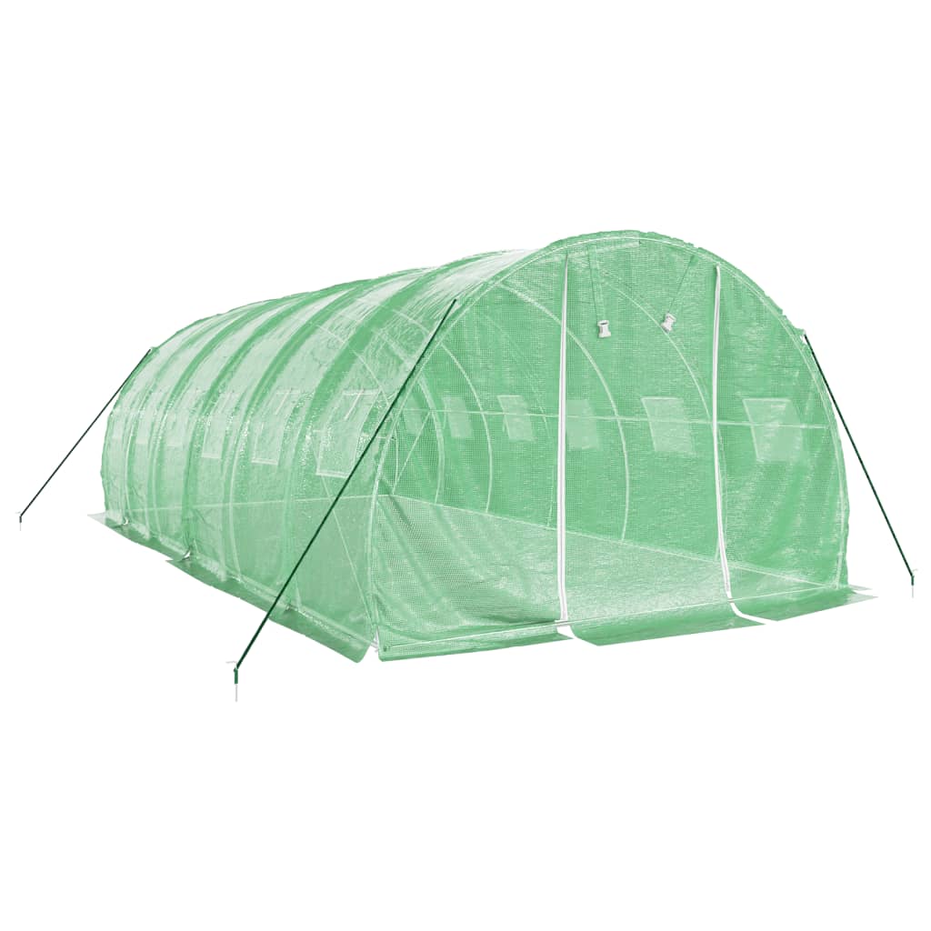 vidaXL Gewächshaus mit Stahlrahmen Grün 18 m² 6x3x2 m