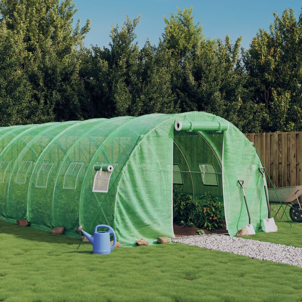 vidaXL Gewächshaus mit Stahlrahmen Grün 18 m² 6x3x2 m