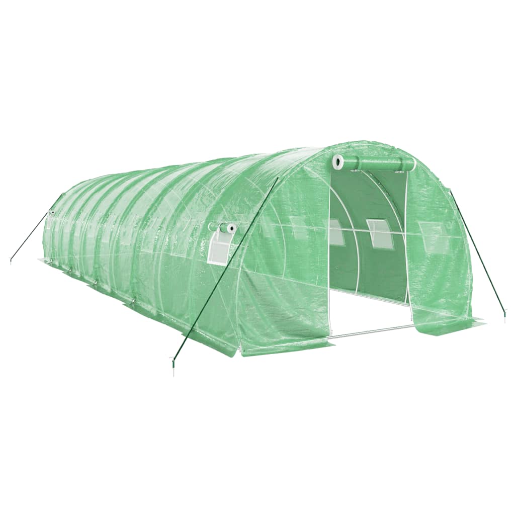 vidaXL Gewächshaus mit Stahlrahmen Grün 30 m² 10x3x2 m