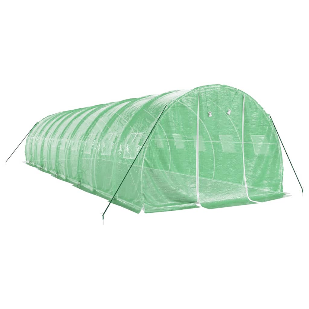 vidaXL Gewächshaus mit Stahlrahmen Grün 30 m² 10x3x2 m