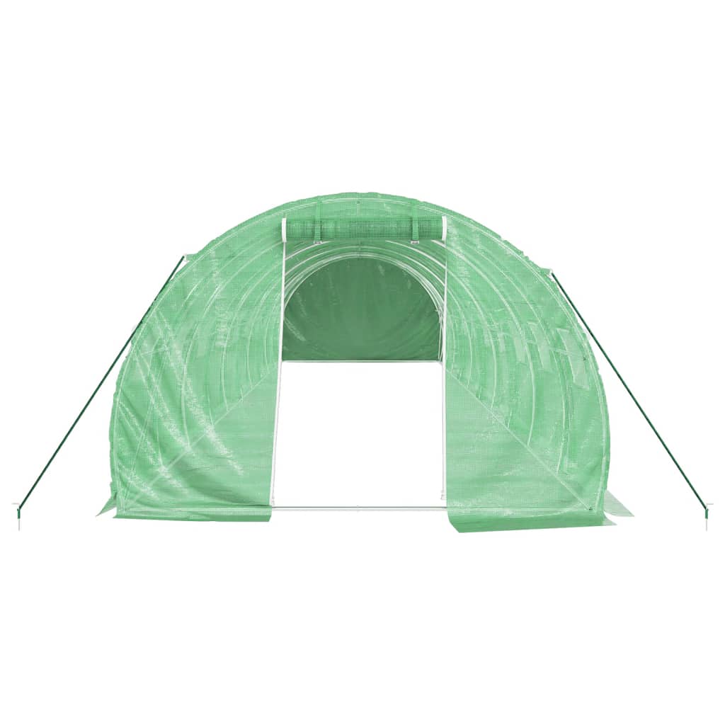 vidaXL Gewächshaus mit Stahlrahmen Grün 30 m² 10x3x2 m