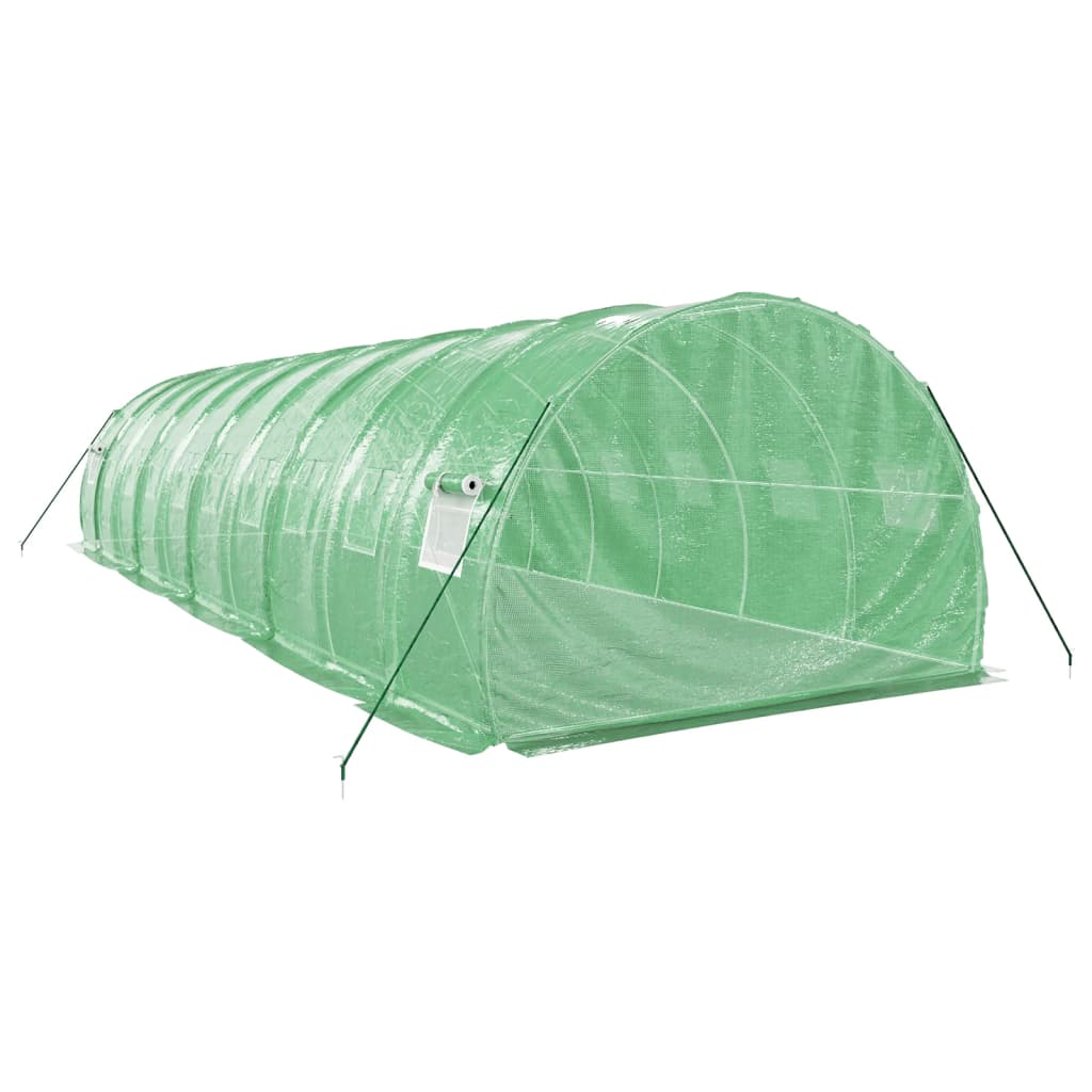 vidaXL Gewächshaus mit Stahlrahmen Grün 30 m² 10x3x2 m