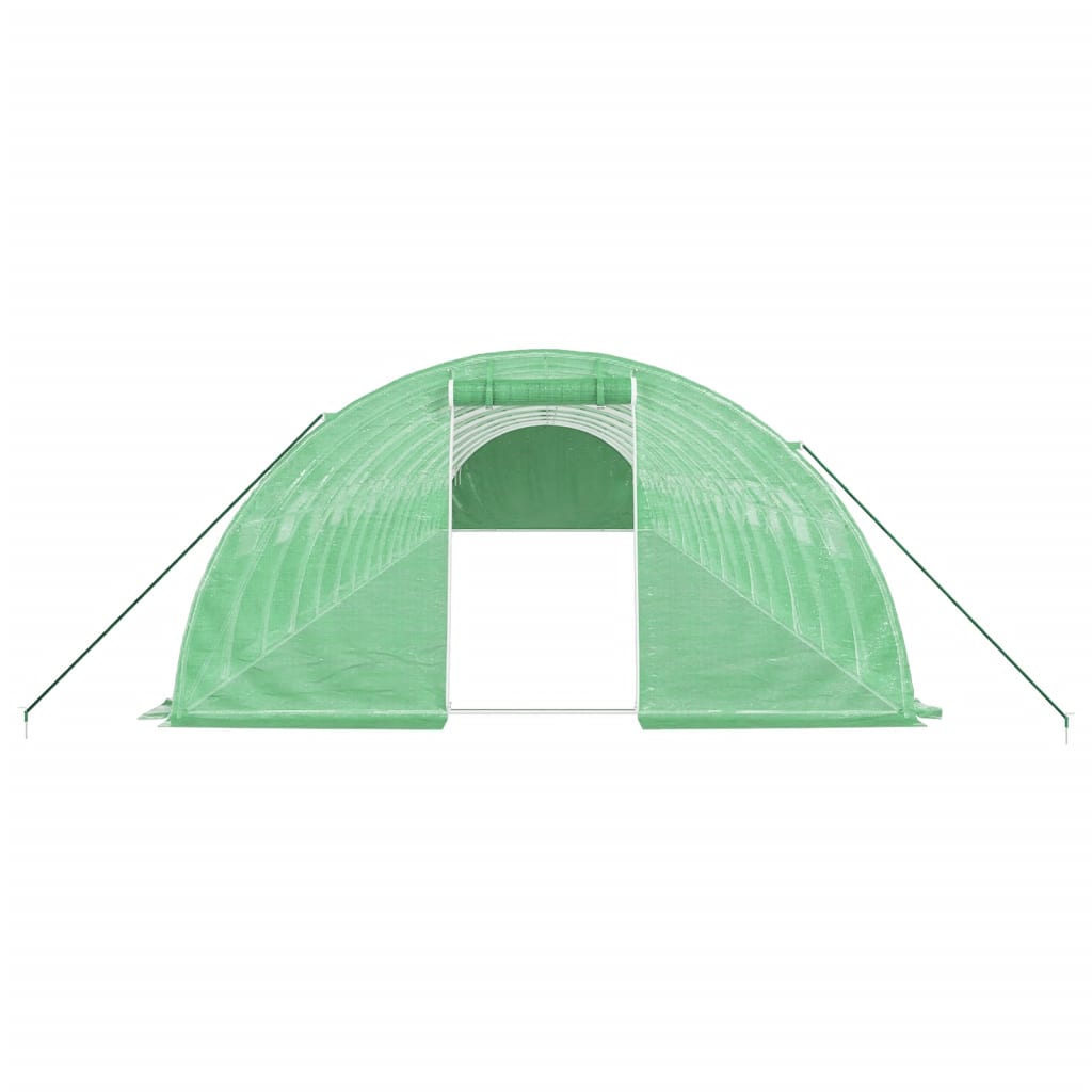 vidaXL Gewächshaus mit Stahlrahmen Grün 64 m² 16x4x2 m