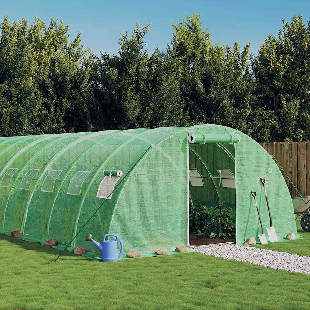 vidaXL Gewächshaus mit Stahlrahmen Grün 88 m² 22x4x2 m