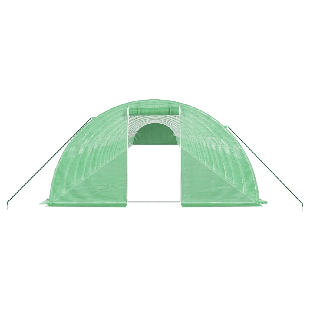 vidaXL Gewächshaus mit Stahlrahmen Grün 96 m² 24x4x2 m