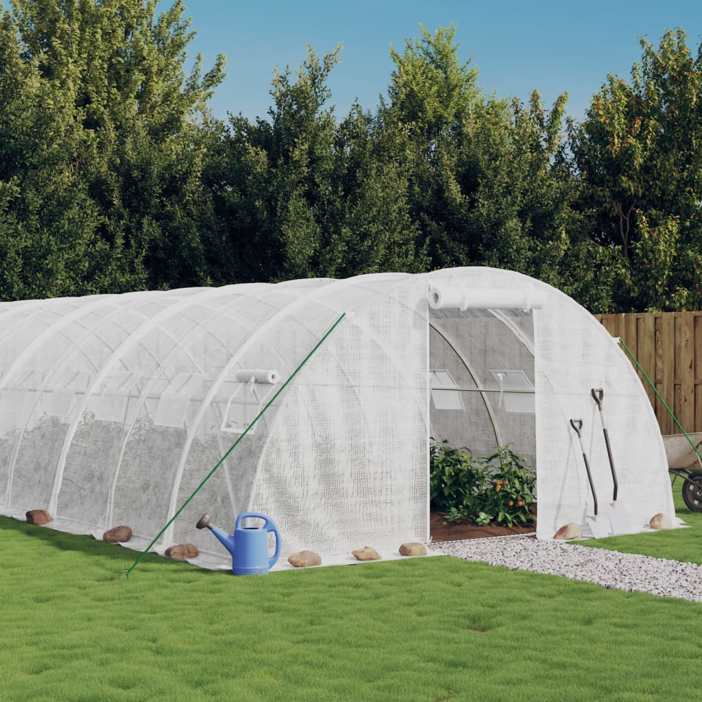vidaXL Gewächshaus mit Stahlrahmen Grün 64 m² 16x4x2 m