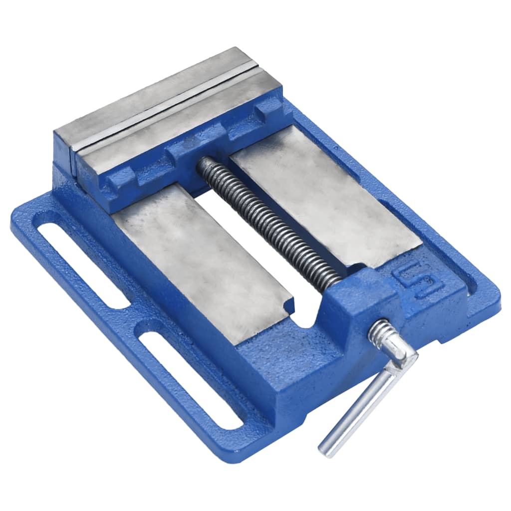 vidaXL Maschinenschraubstock Blau 76 mm Gusseisen