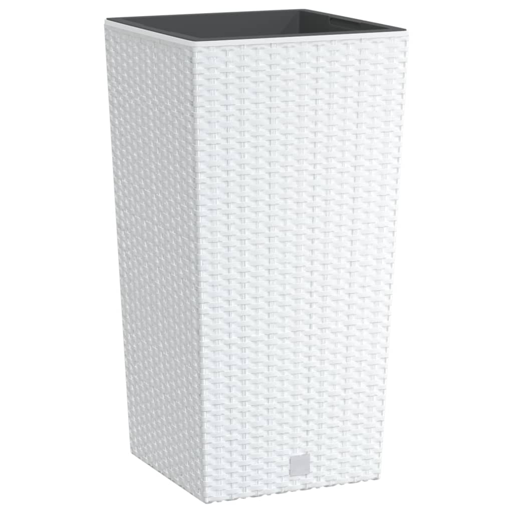 vidaXL Pflanzkübel mit herausnehmbaren Einsatz Weiß 11/26,5L PP-Rattan