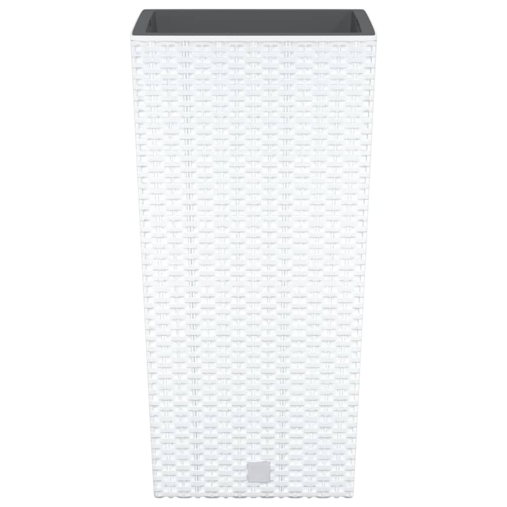 vidaXL Pflanzkübel mit herausnehmbaren Einsatz Weiß 11/26,5L PP-Rattan