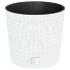 vidaXL Pflanzkübel mit herausnehmbaren Einsatz Weiß 15/15,3L PP-Rattan